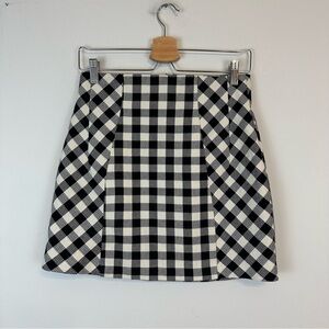 TopShop | Black and White Checkered Print Tweed Material Mini Skirt Size 4